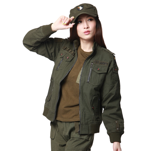 Chaqueta verde militar para mujer