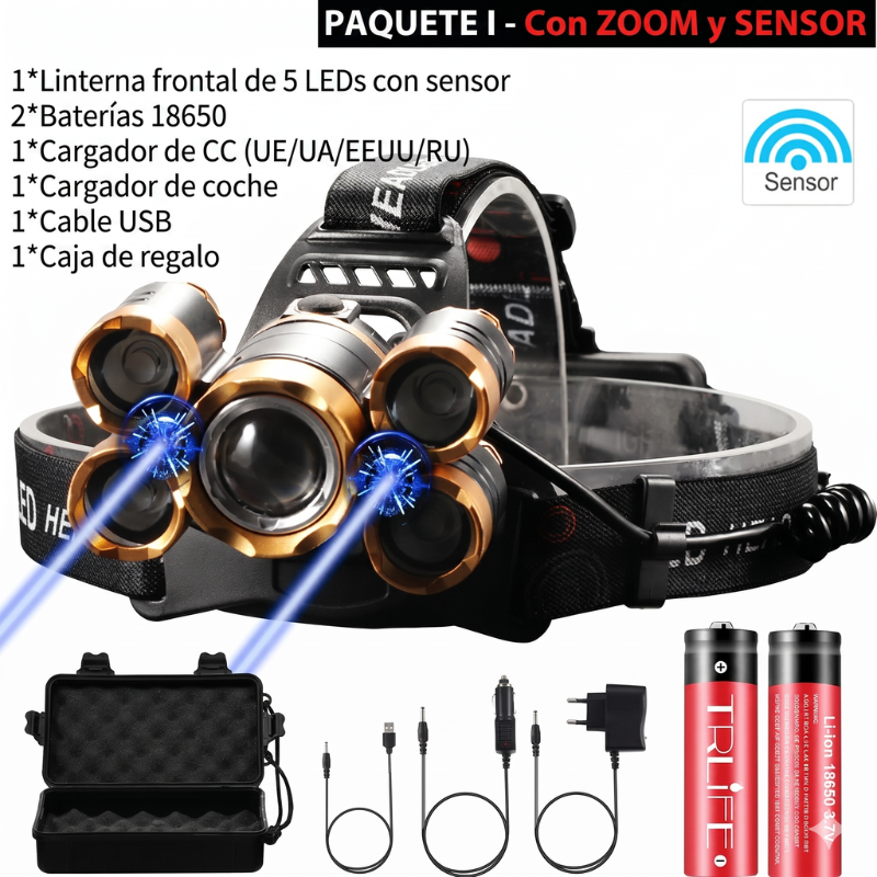Linterna Frontal con Sensor