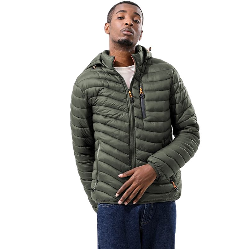 Chaqueta plumas hombre capucha desmontable