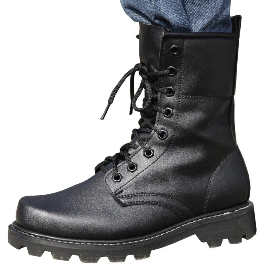 Bota militar cuero hombre