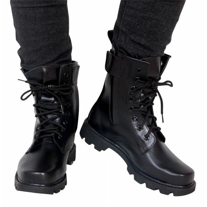 Bota militar hombre piel