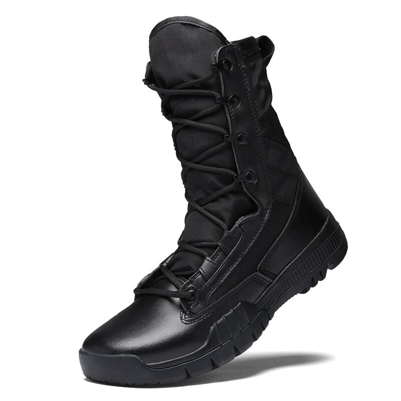 Bota negra militar hombre