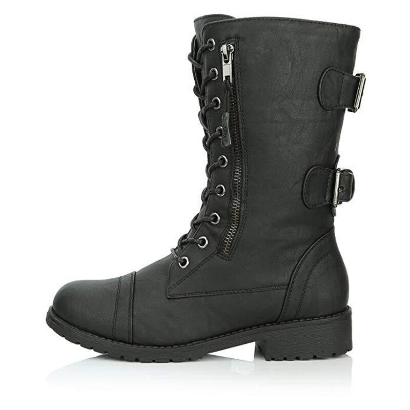 Botas estilo militar mujer piel
