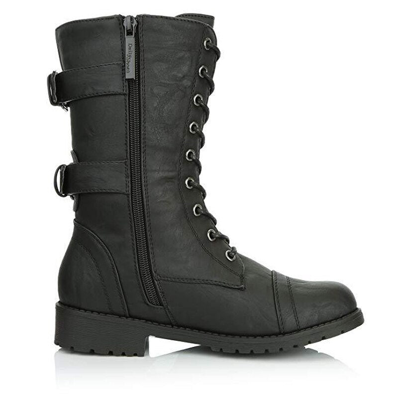 Botas estilo militar mujer piel