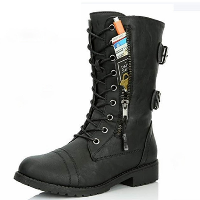 Botas estilo militar mujer piel