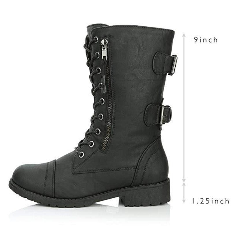 Botas estilo militar mujer piel