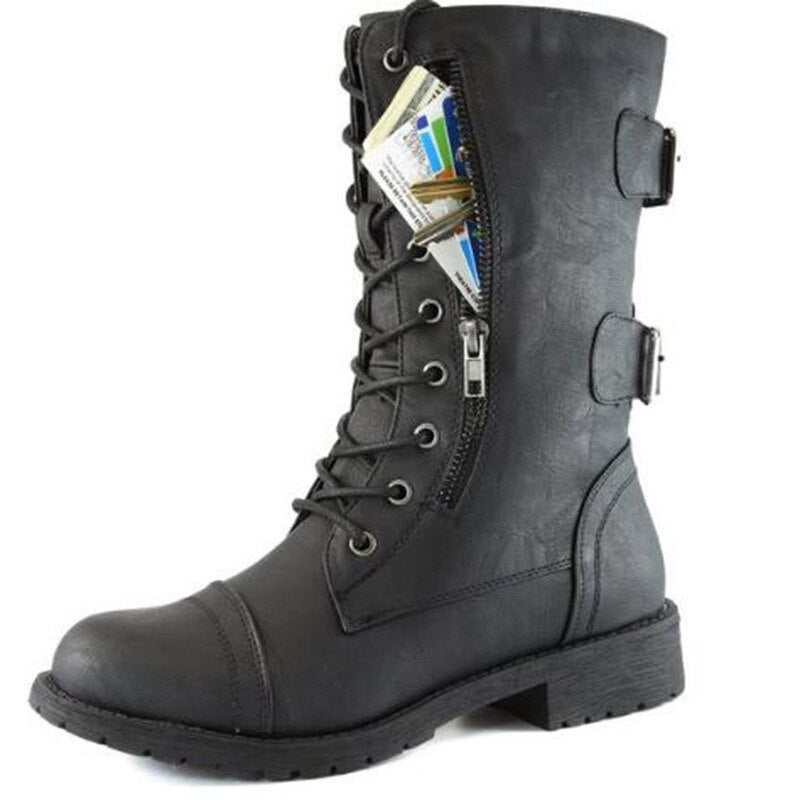 Botas estilo militar mujer piel