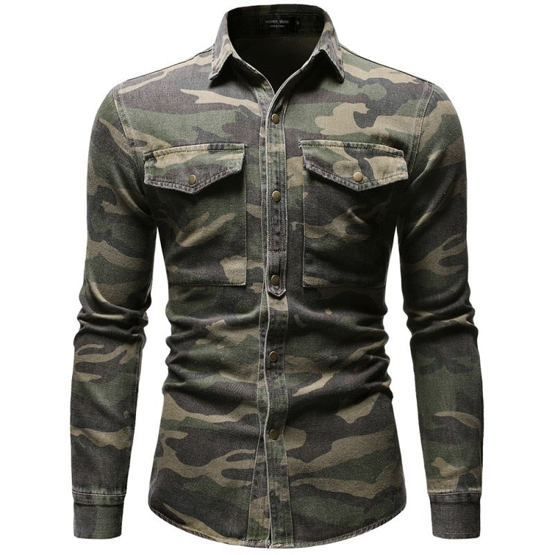 Camisa abierta verde militar hombre