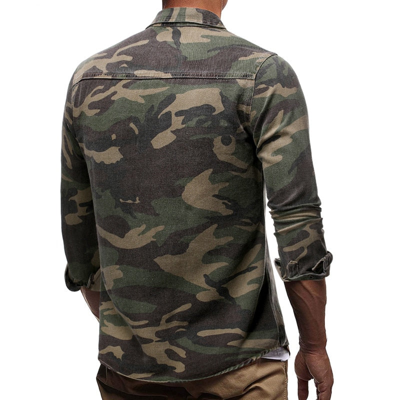 Camisa abierta verde militar hombre