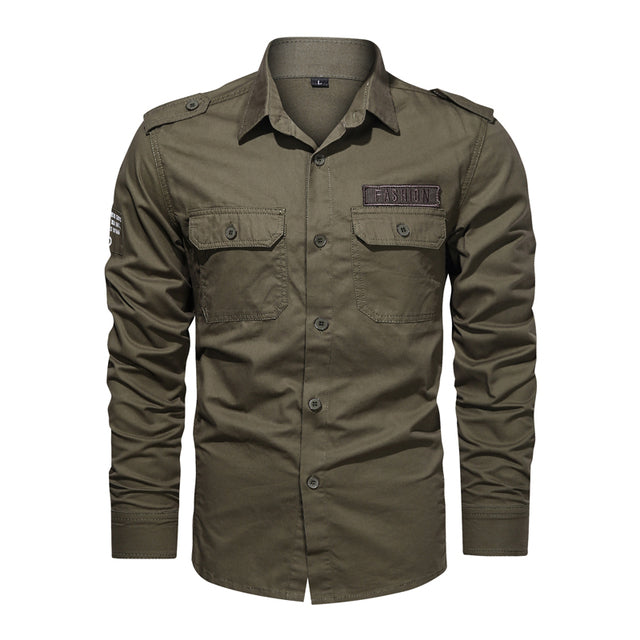 Camisa chaqueta verde militar hombre