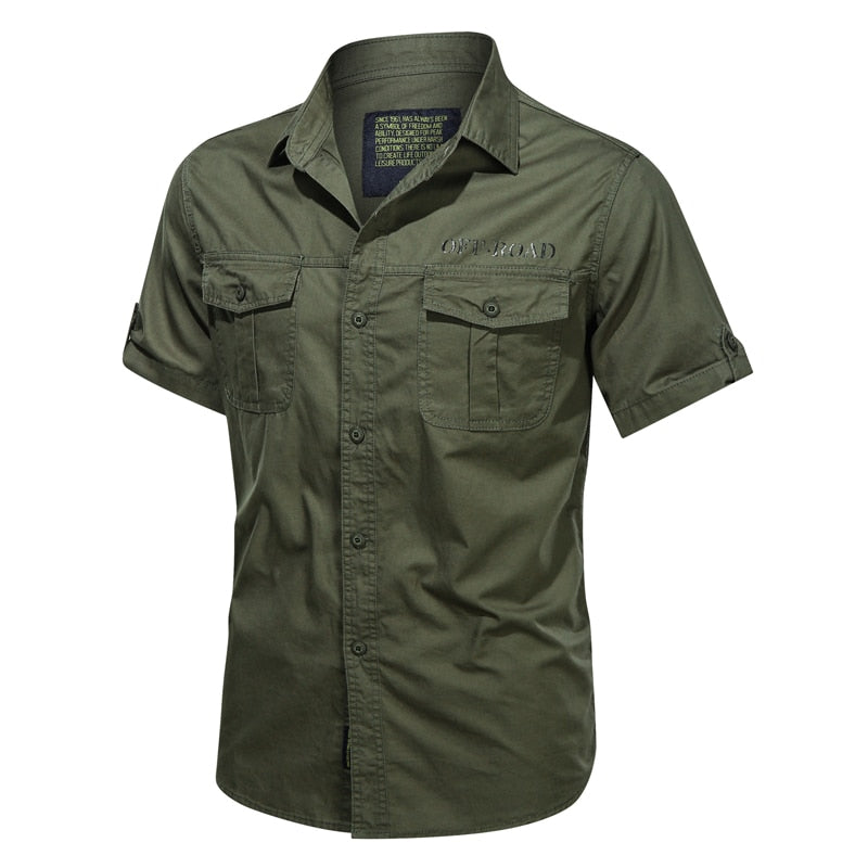 Camisa de botones hombre verde militar