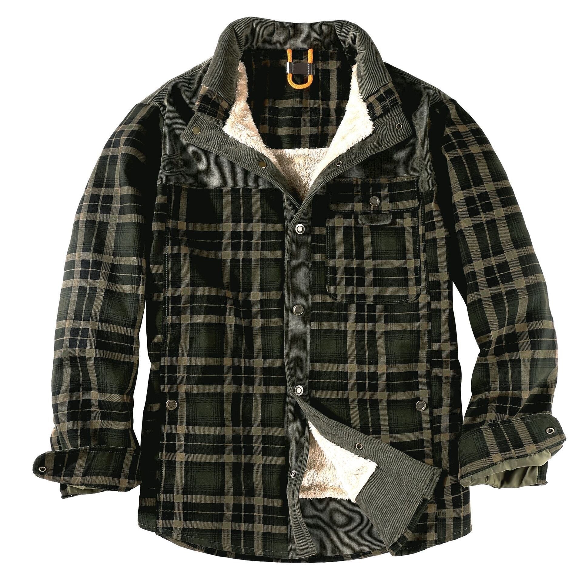 Camisa de gabardina verde militar hombre