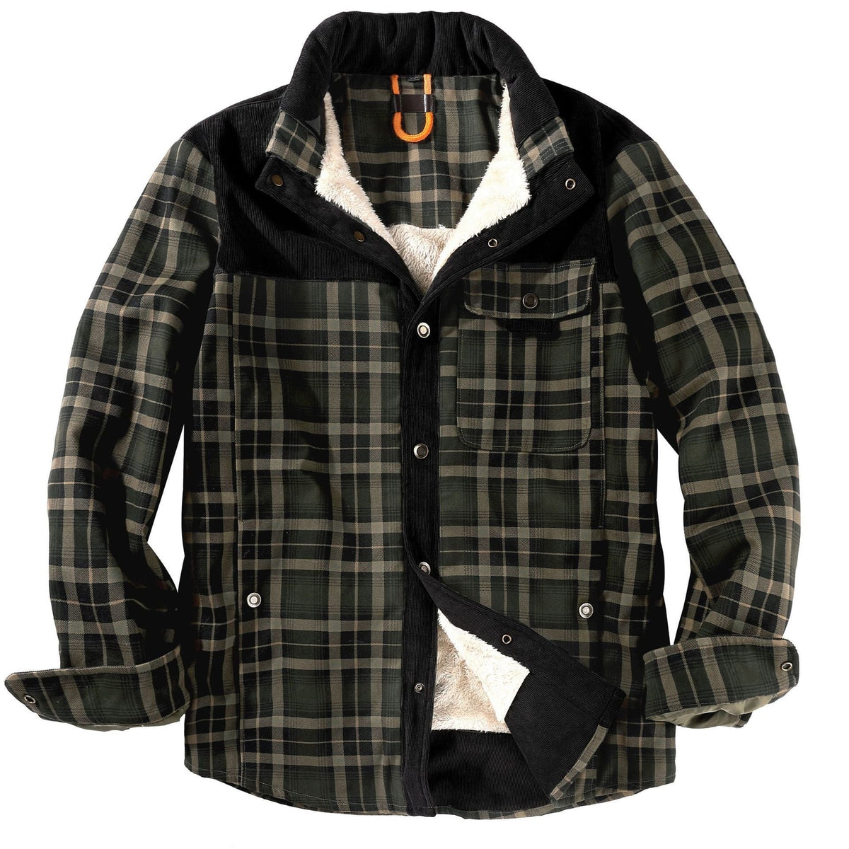 Camisa de gabardina verde militar hombre