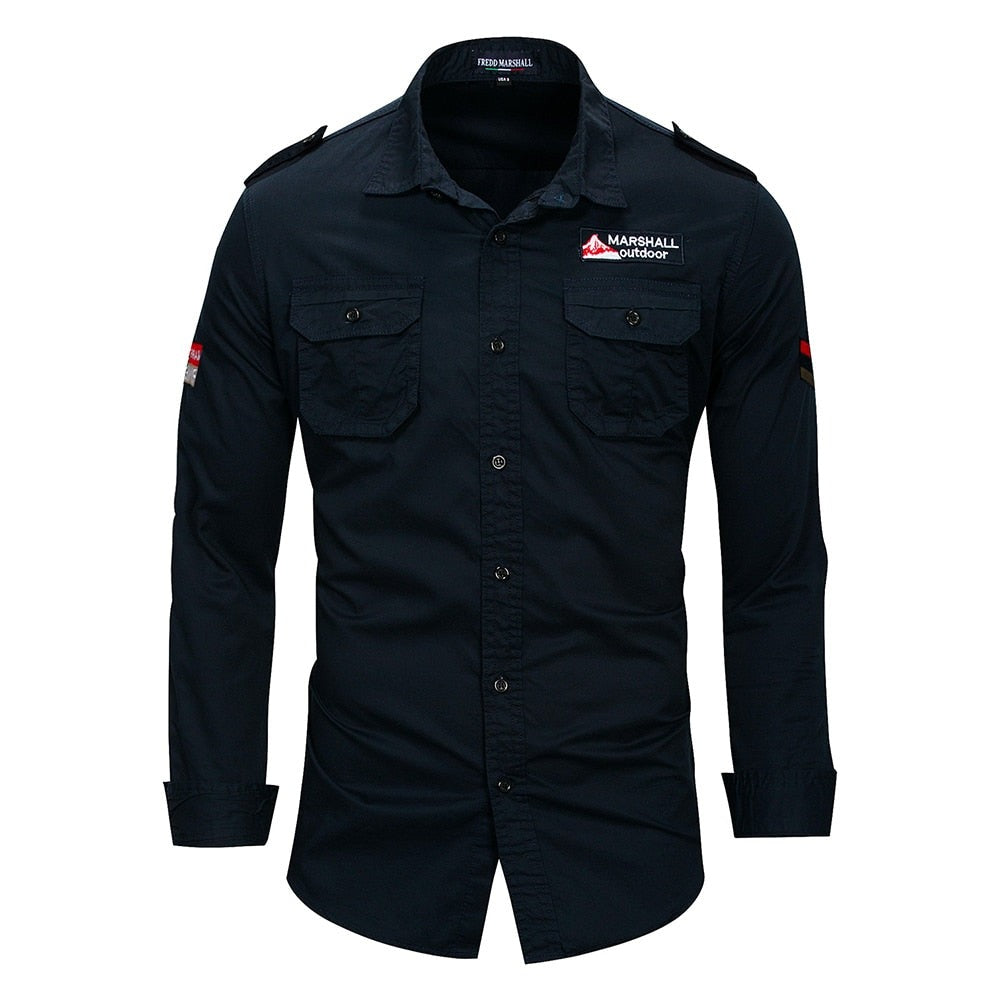 Camisa estilo militar hombre azul oscuro