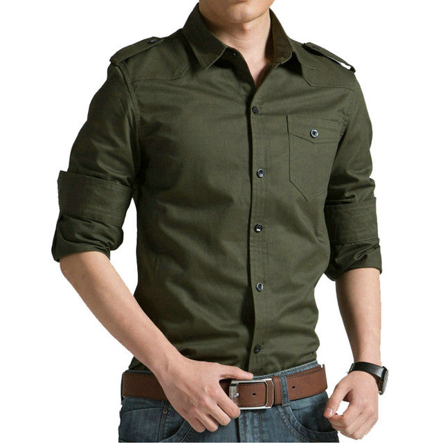 Camisa hombre corte militar
