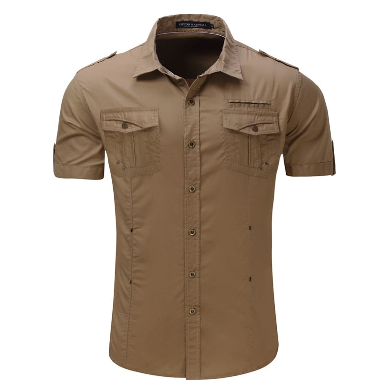 Camisa kaki militar hombre