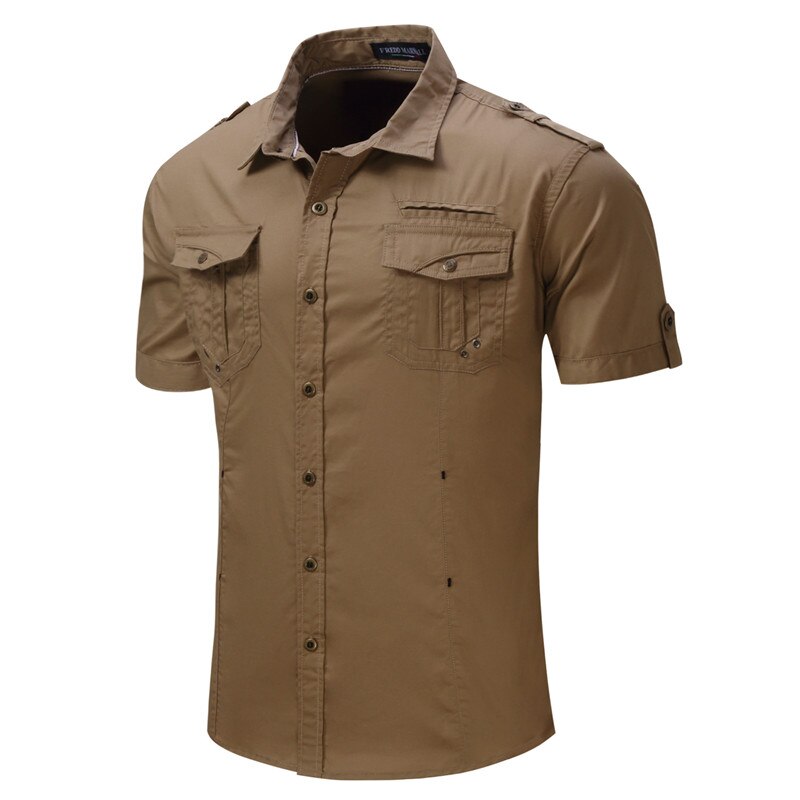 Camisa kaki militar hombre