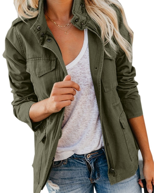 Camisa kaki militar mujer