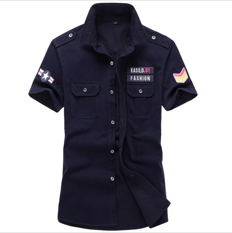Camisa manga corta militar hombre