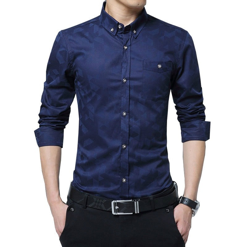 Camisa militar azul hombre