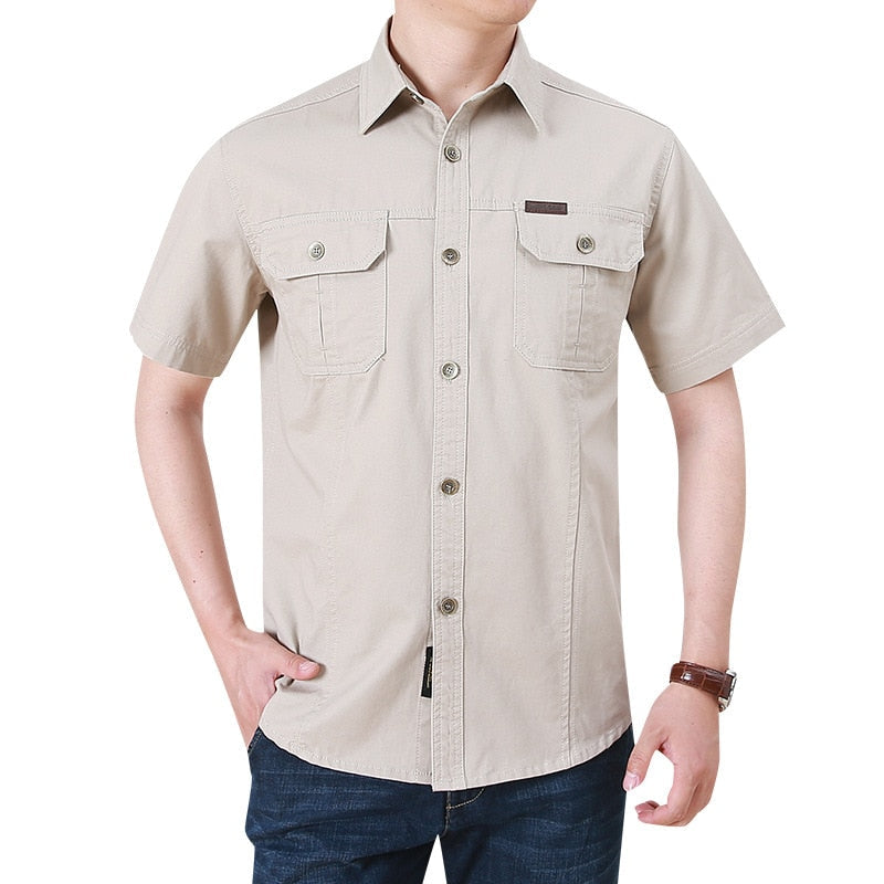 Camisa militar beige hombre