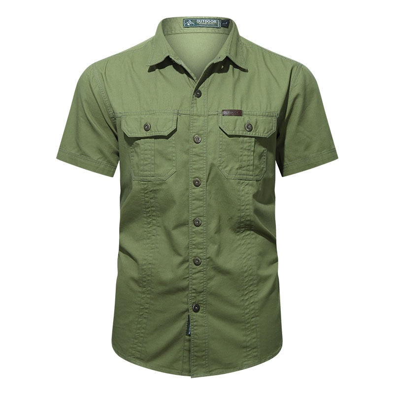 Camisa militar beige hombre