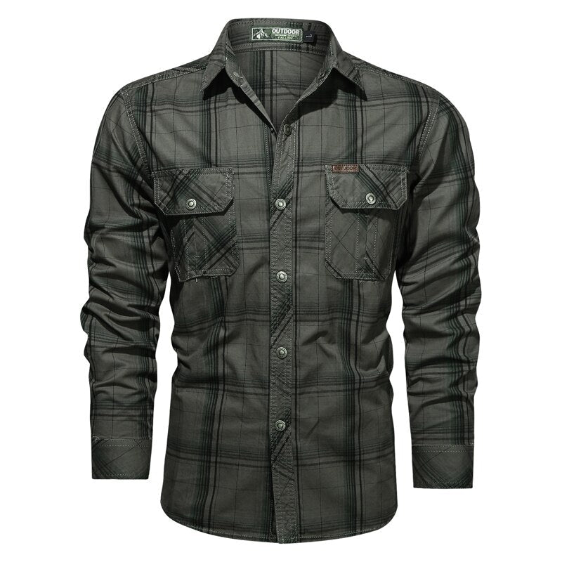 Camisa militar hombre azul