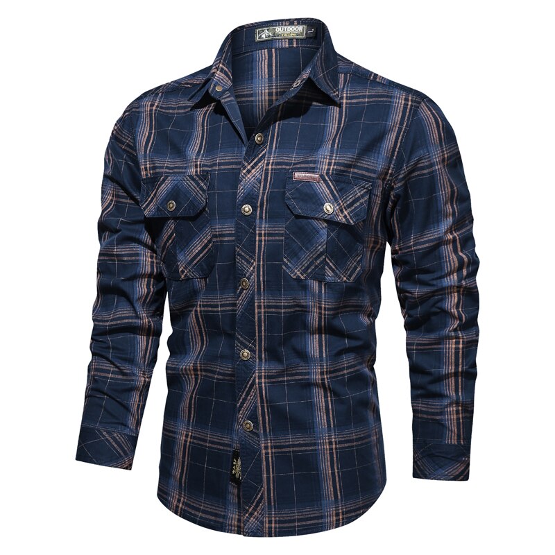 Camisa militar hombre azul
