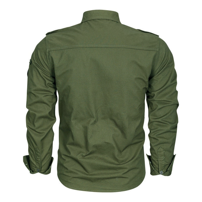 Camisa militar negra hombre