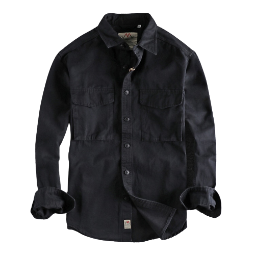 Camisa negra hombre estilo militar