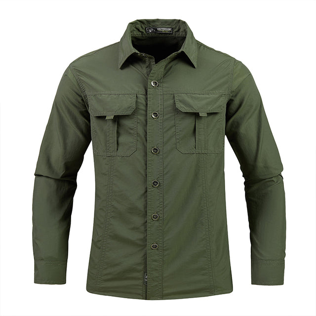 Camisa verde hombre militar
