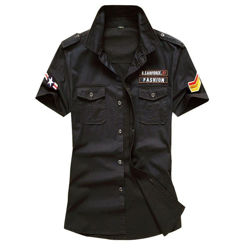 Camisa verde militar hombre
