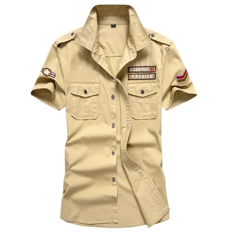 Camisa verde militar hombre