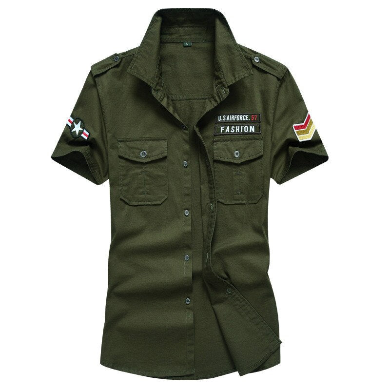 Camisa verde militar hombre peru