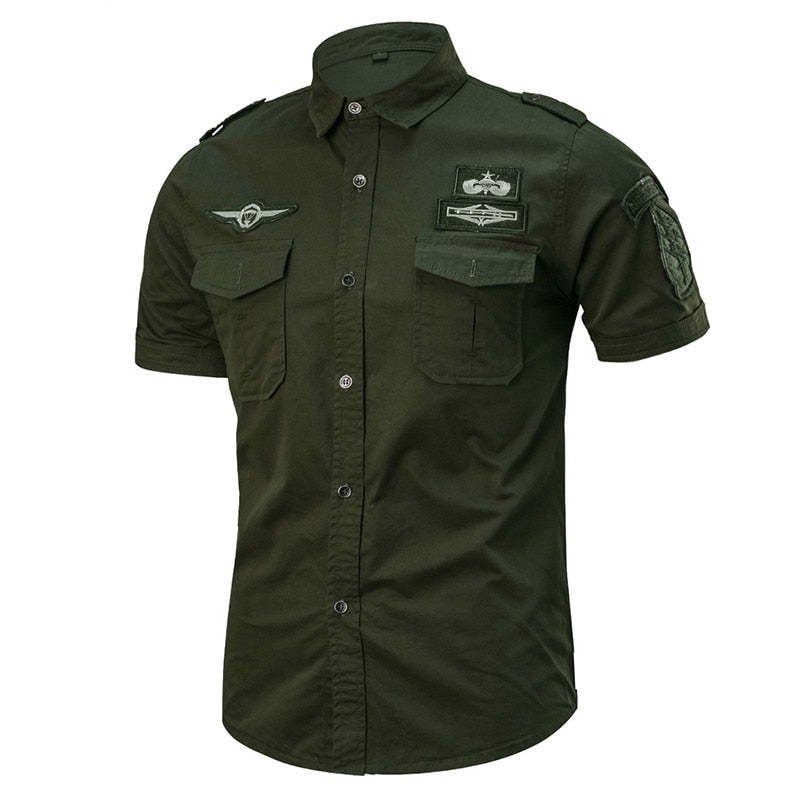 Camisa verde militar hombre peru