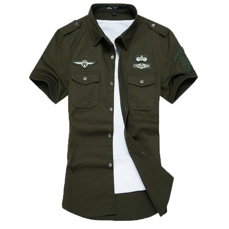 Camisa verde militar hombre peru