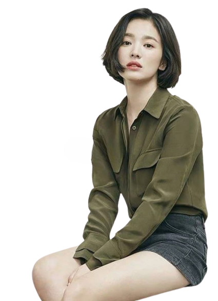 Camisa verde militar para mujer