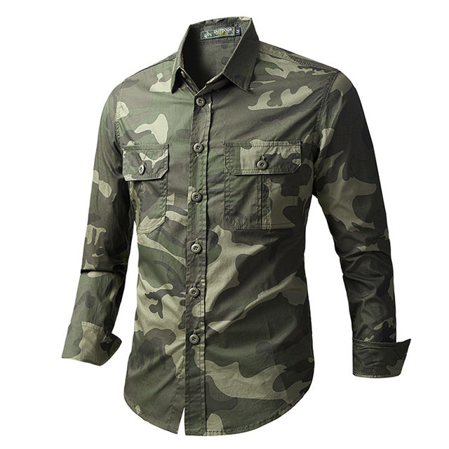 Camisas estampadas verde militar hombre