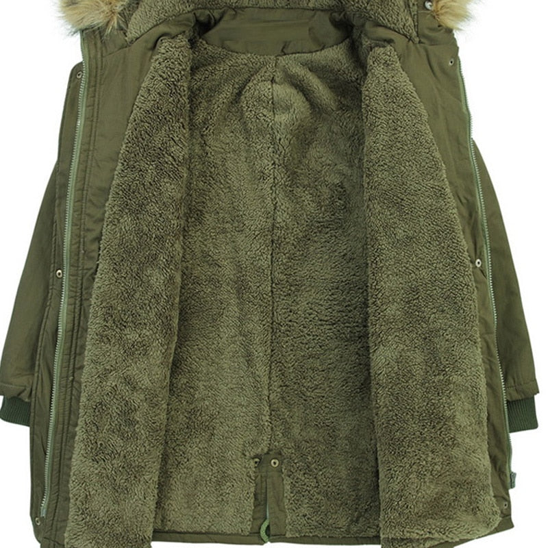 Campera parka verde militar mujer
