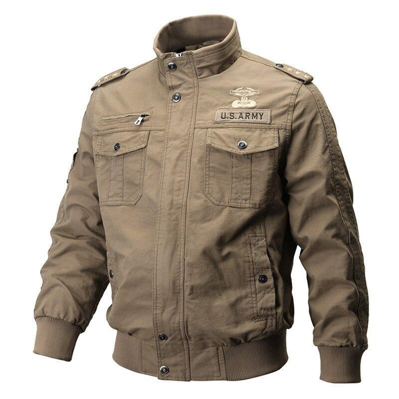 Chaqueta camisa verde militar hombre