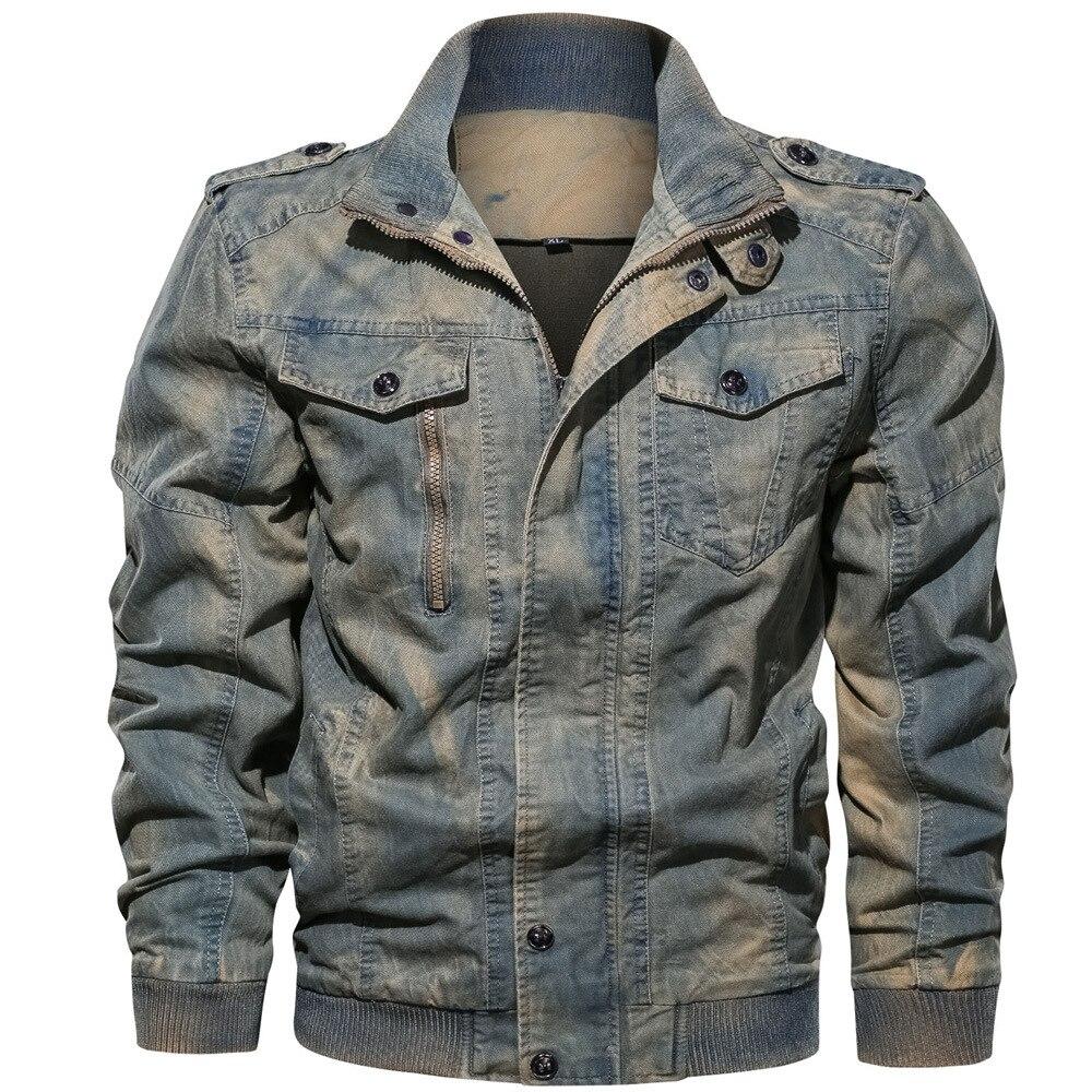 Chaqueta militar azul hombre