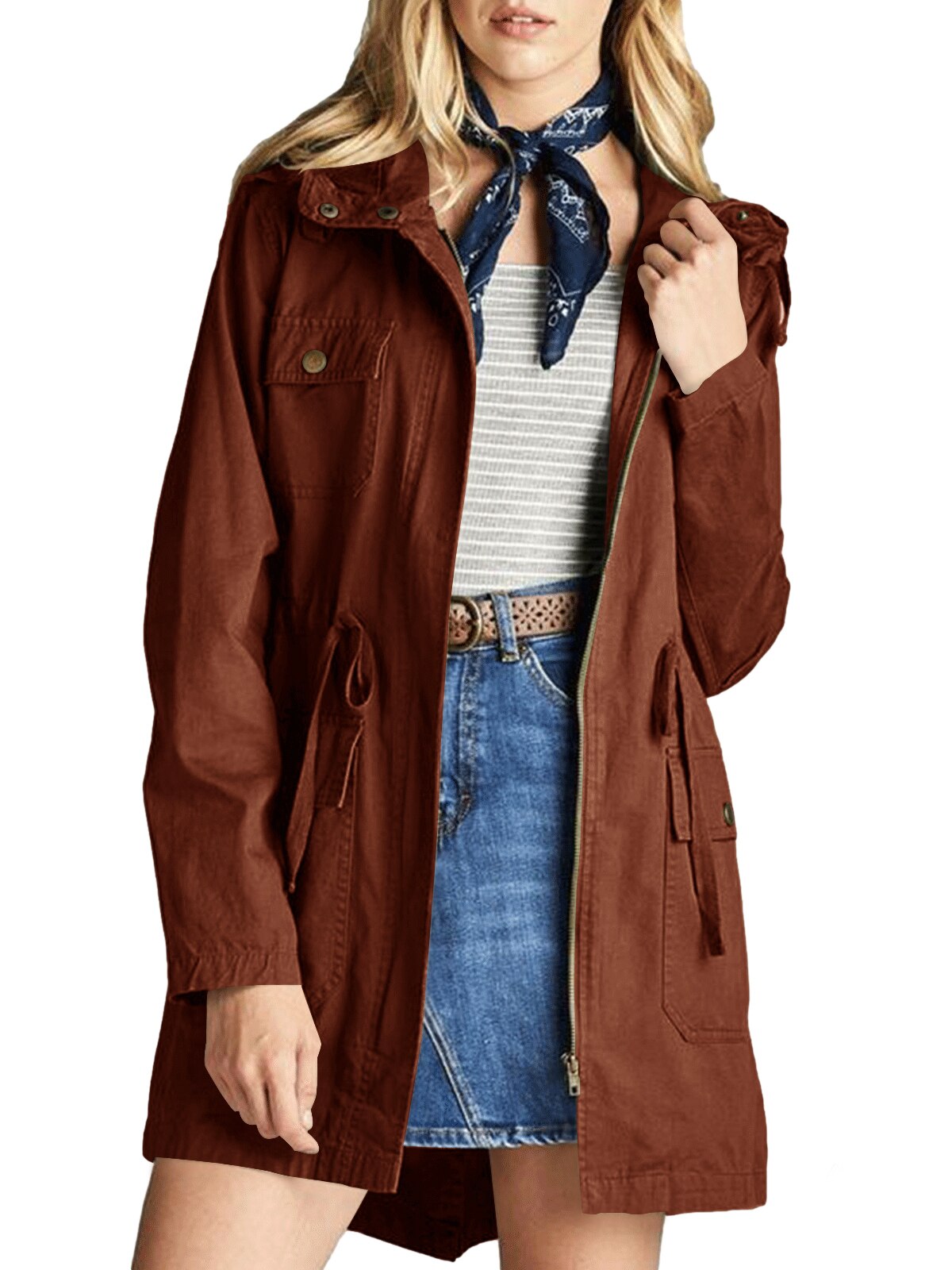 Chaqueta militar caki mujer