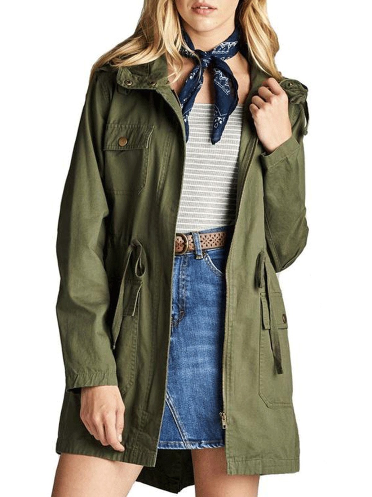 Chaqueta militar caki mujer