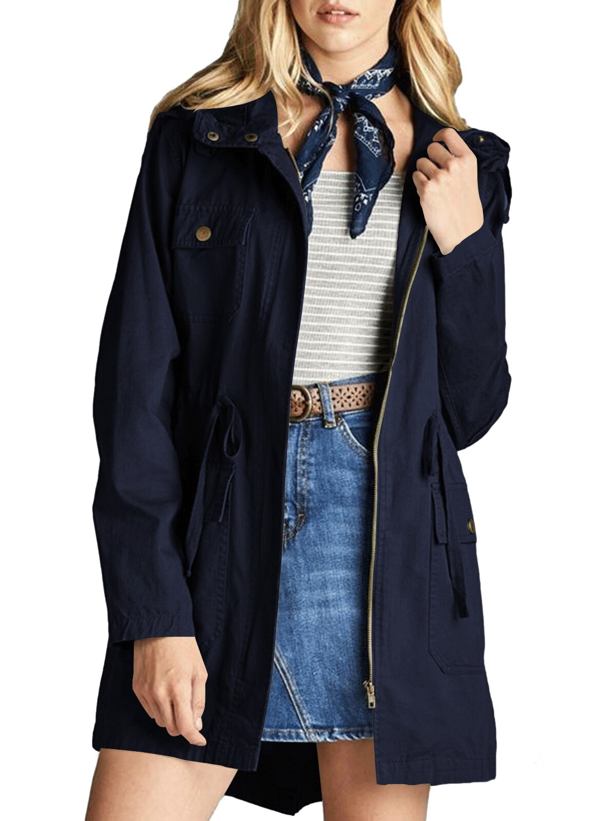 Chaqueta militar caki mujer