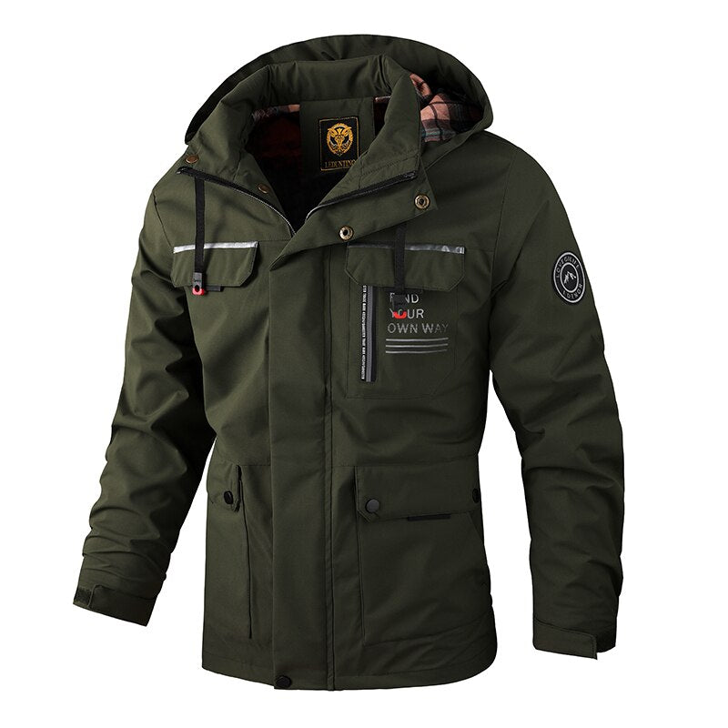 Chaqueta militar hombre moda oliva