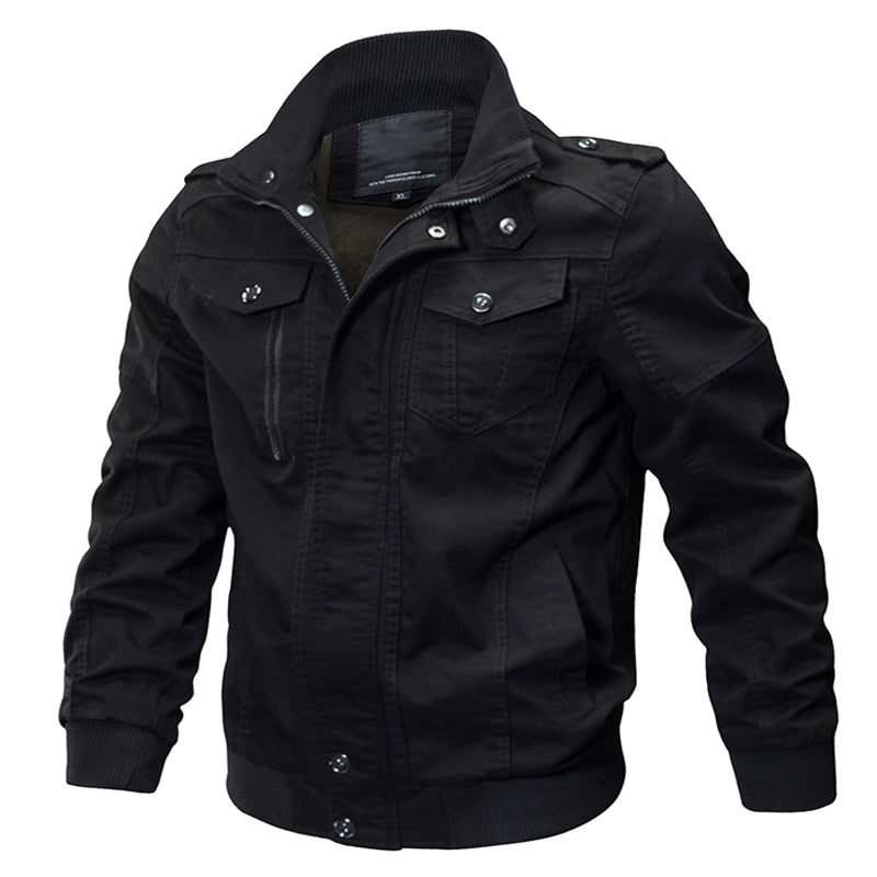 Chaqueta militar negra de hombre