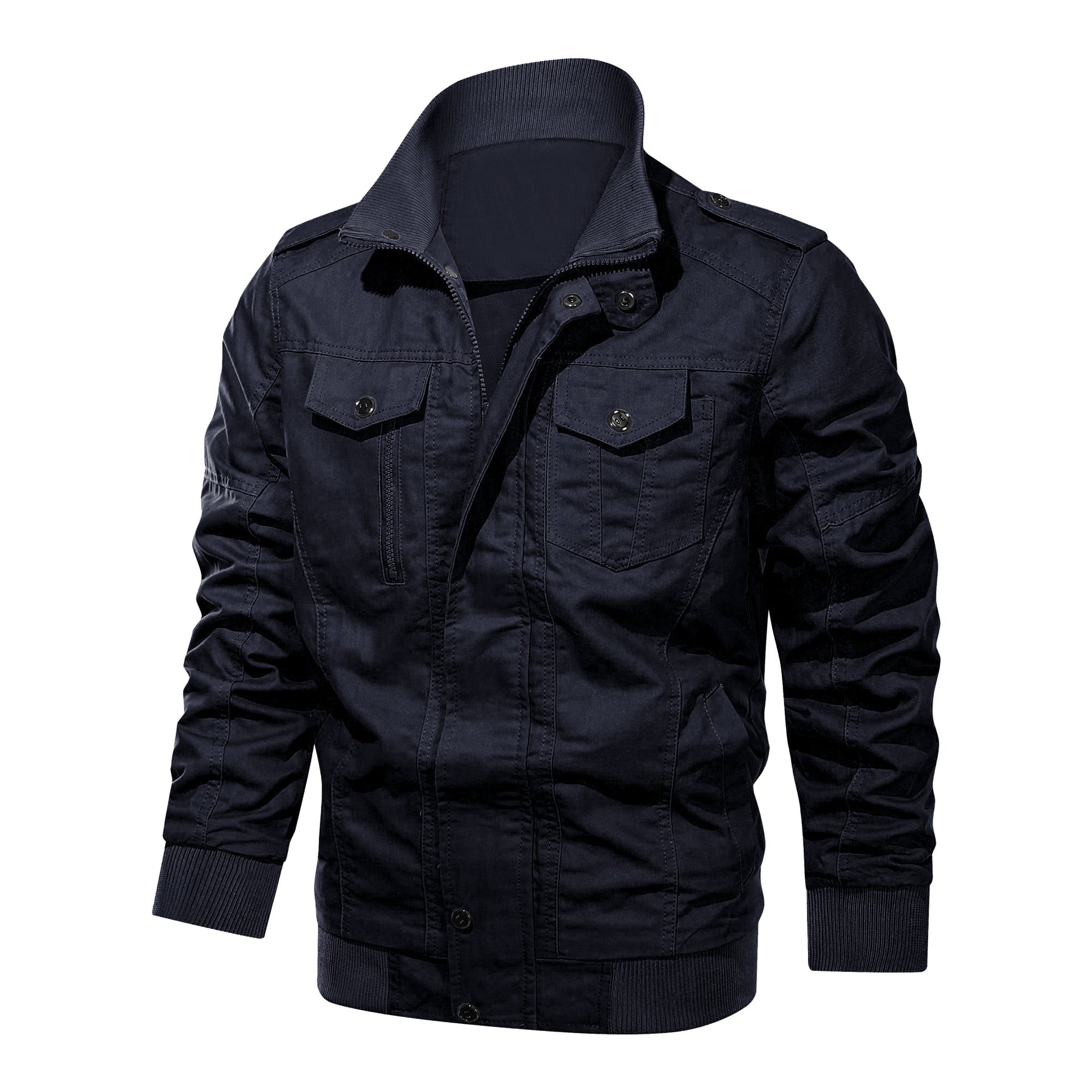 Chaqueta militar negra de hombre