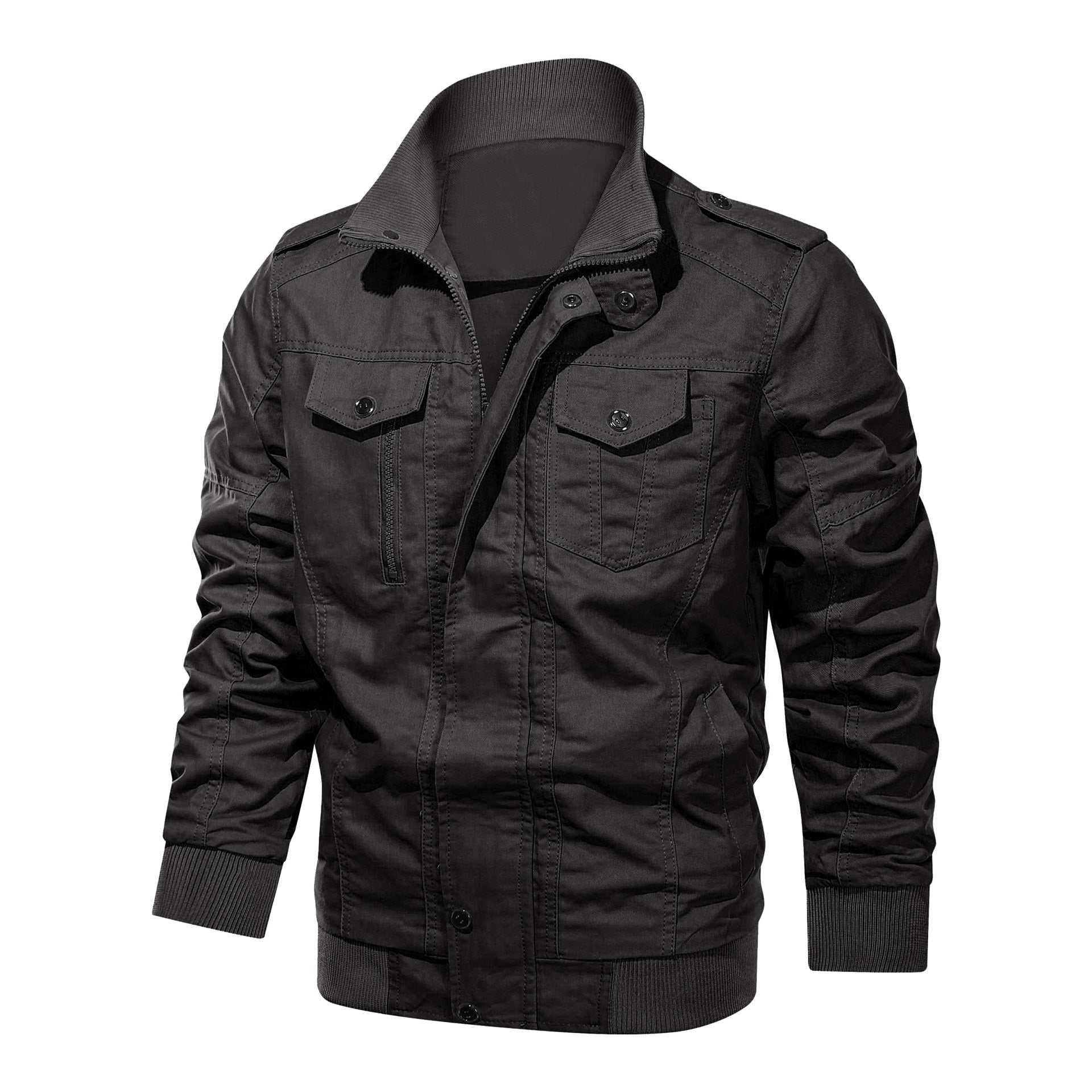 Chaqueta militar negra de hombre