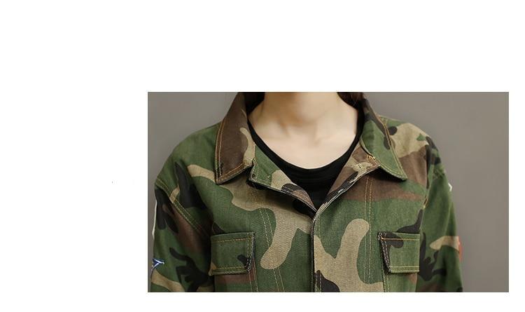 Chaqueta militar parches mujer