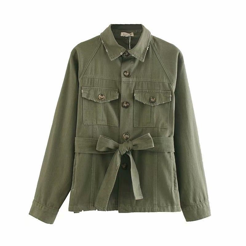 Chaqueta mujer verde kaki estilo militar